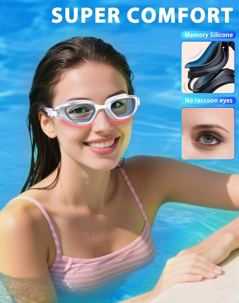 Vegemono Swim Goggles, Unisex Adult Swimming Goggles Anti Fog Anti UV No Leakage Wide View for Men Women Youth - Image 4